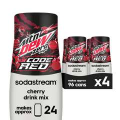 Sodastream MTN DEW Code Red Cherry Zero Sugar Drink Mix 4 Pack 440ml- final sale