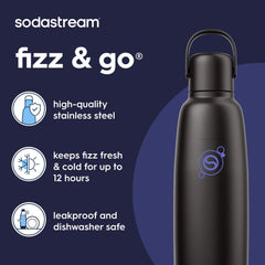 Sodastream Fizz & Go™ Insulated Stainless Steel Carbonating Bottle Black 30.4 oz