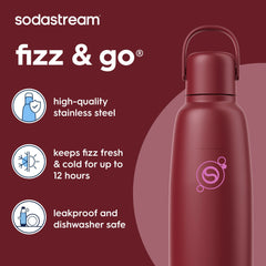 Sodastream Fizz & Go™ Insulated Stainless Steel Carbonating Bottle Pomegranate 30.4 oz