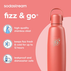 Sodastream Fizz & Go™ Insulated Stainless Steel Carbonating Bottle Papaya 30.4 oz