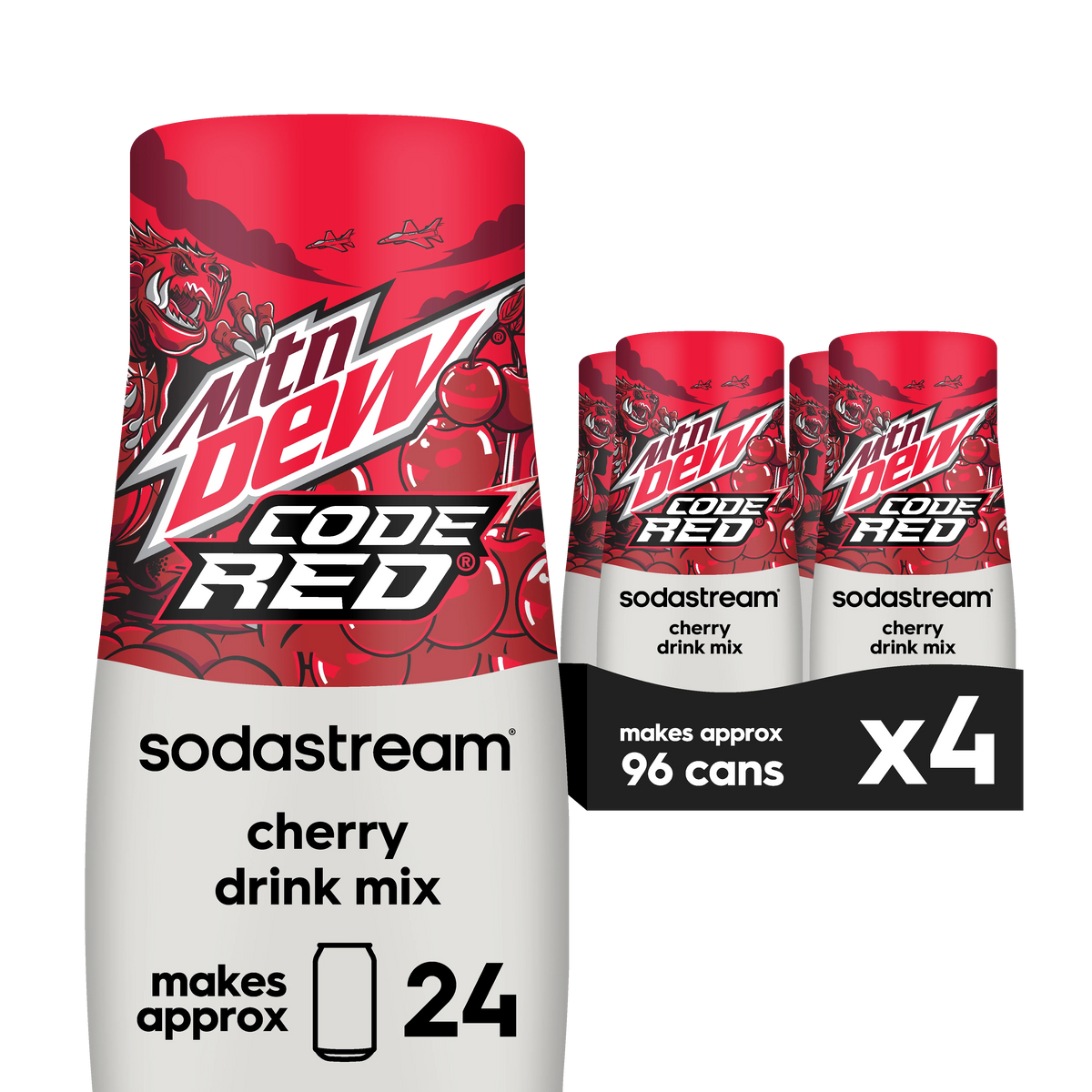 Sodastream MTN DEW Code Red Cherry Drink Mix 4 Pack 440ml- final sale