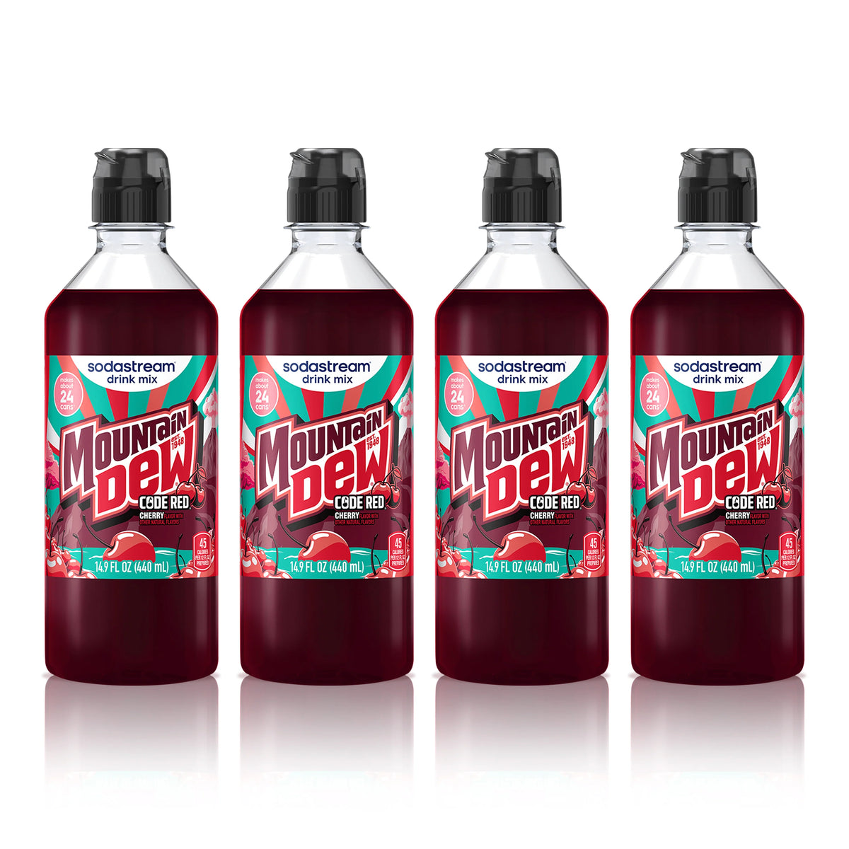 Sodastream MTN DEW Code Red Cherry Drink Mix 4 Pack 440ml